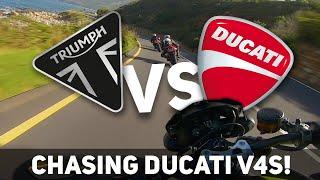 Chasing 2 Ducati V4S and Panigale V2 on my Triumph Street Triple 765RS!
