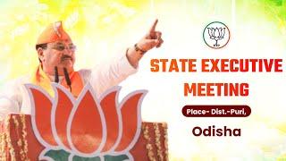 BJP National President JP Nadda addressing the BJP State Executive Meeting in Puri, Odisha.