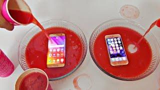 Samsung Galaxy S7 Edge vs iPhone 6S Watermelon Juice Freeze Test 9 Hours! Will They Survive?