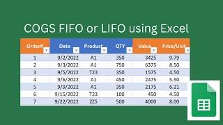 cost of goods sold fifo or lifo in excel