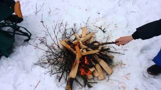 Professional sausage grilling at Pyhäjärvi, Finland