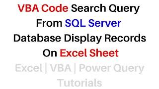 VBA Search Records From SQL Server Recordset