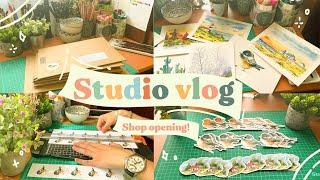 Studio Vlog 4Opening my Etsy Shop Running my small business, packing orders prints stickers ASMR