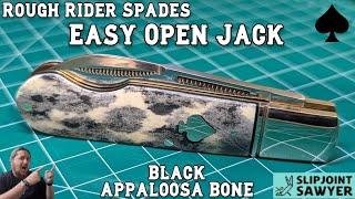 Rough Rider Spades Black Appaloosa Bone Easy Open Jack Pocket Knife RR2486