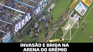 Invasão e briga! Torcedores gremistas invadem gramado e quebram VAR após derrota para o Palmeiras