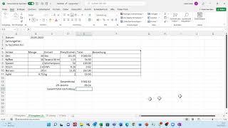 Excel Aufbau, Tag 1, eine einfache Rechnung