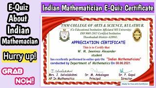 Online Quiz on Indian Mathematician| Mathematics Online Quiz| Online Quiz Certificate| EduInspire
