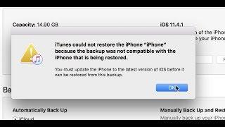 "Backup was not compatible" FIXED - Restore newer iOS backups to older