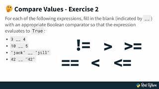 Comparing Values and Boolean Logic - Python Basics Exercises