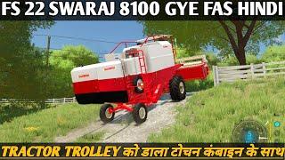 farming simulator 22 Indian mod challenge sawraj 8100 combine cutting wheat my friend hindi