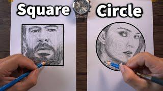 Two hands draw SQUARE and CIRCLE at the same time - DP ART