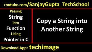 Copy a string into another by passing string into function using pointer in c programming