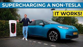 Tesla Superchargers open up - First Real World Test Non-Tesla! - Volkswagen ID.3