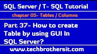 How to create Table by using GUI In SQL Server - SQL Server / TSQL Tutorial Part 37