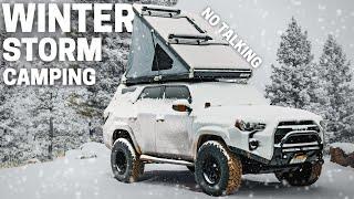 Solo Winter Camping in a SNOW STORM (No Talking)