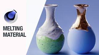 Cinema 4d Vase with Melting Material transition - C4D material displacement & Alpha