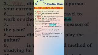 WH-QUESTIONS WORDS || WH FAMILY Exercise  #practice  #shorts #english #whfamily #whwords  VS ENGLISH