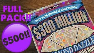 $300 MILLION DIAMOND DAZZLER!! $500 FULL BOOK!! OHIO LOTTERY SCRATCH OFFS!!