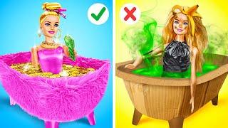  CAMBIO DE IMAGEN DE BARBIE DE RICA A POBRE  ¡Rica vs Pobre! Ideas increíbles de bricolaje