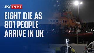 Eight die as 801 people arrive in UK on small boats