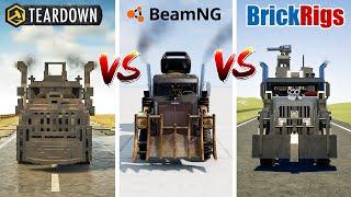 Teardown MAD MAX TRUCK vs BeamNG MAD MAX TRUCK vs Brick Rigs MAD MAX TRUCK