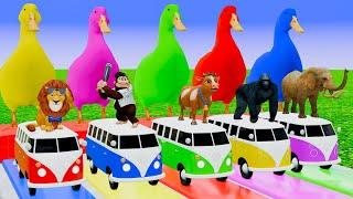 5 Giant Duck Lion,Monkey,Cow,Gorila,Elephant,Paint Wild Animals Crossing Fountain Animation New Game