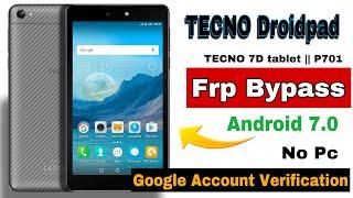 TECNO Droidpad 7D (P701) Frp Bypass || All TECNO tablet GOOGLE ACCOUNT BYPASS || without Pc Easy