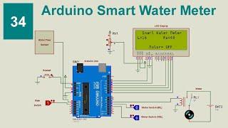 Smart Water Meter Using Arduino With Code and Circuit || Proteus Simulation