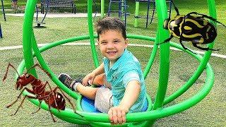 Fun Outdoor Playground Park For Kids! Caleb and Mommy Look For Bugs At Park!