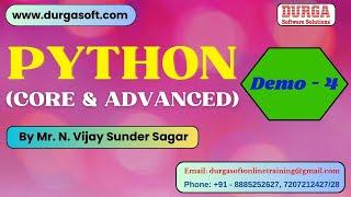 PYTHON tutorials || Demo - 4 || by Mr. N. Vijay Sunder Sagar On 23-07-2024 @7PM IST