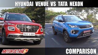 New Hyundai Venue VS Tata Nexon Comparison | Hindi | MotorOctane