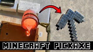 Casting A REAL MINECRAFT Pickaxe In Solid Metal - Aluminum Sand Casting From Scrap