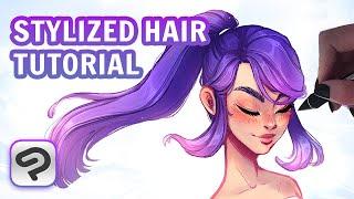 How I Paint Stylized HAIR Tutorial in Clip Studio Paint