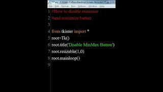 How to disable min and max button in Tkinter Python. #shorts_by_concisecoder #python #gui #tkinter