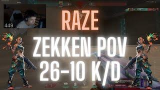 SEN Zekken POV Raze on Lotus 26-10 K/D (VALORANT Pro POV)