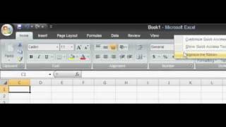 MS Excel 2007 hide the ribbon