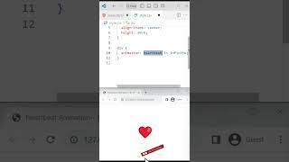 How To Create Simple Heartbeat Animation using HTML CSS under 60 Sec #shorts