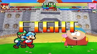 NICK54222 MUGEN: Super Better Mario and Super Better Luigi VS Peppa Pig and Eric Cartman