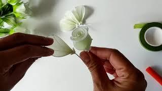 Handmade nylon stocking flowers: light Green Rose