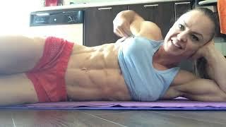 Muscle girl flex super abs  Workout at home #youtubeshorts