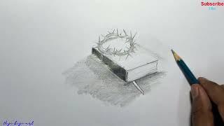 Bible Book  drawings for beginner/ Holy Bible drawing with pencil sketch/ How to draw holy Bible