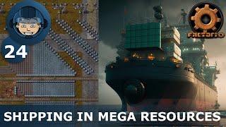 SHIPPING IN FIRST MEGA RESOURCES -  Step 24: Factorio Megabase (Step-By-Step)