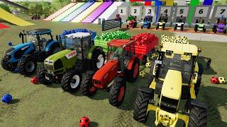 JOHN DEERE vs URSUS vs CLAAS vs LANDINI Tractors Battle for Power - New objects Farming Simulator 22