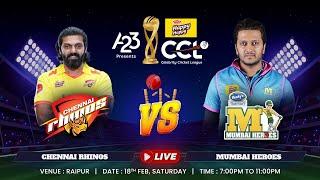 CCL 2023 LIVE - Chennai Rhinos vs Mumbai Heroes | Match 2 #A23Rummy #HappyHappyCCL
