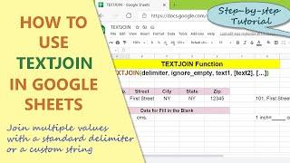 Google Sheets TEXTJOIN Function | Join Multiple Values with a Delimiter | Google Sheets Functions