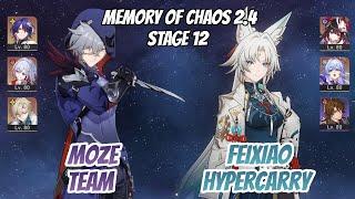 Moze FUA Team & Feixiao Hypercarry Memory of Chaos Stage 12 (3 Stars) | Honkai Star Rail