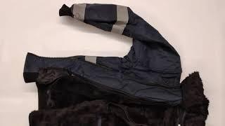 Pilotenjacke Winterjacke mit Fell Arbeitsweste marine Reflexstreifen