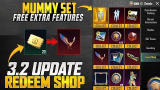 Free Falcon Companion | Free Mummy Set Extra Features | New 3.2 Update Redeem Shop | PUBGM
