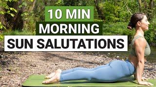 10 Min Morning Sun Salutations | Beginner Friendly Yoga Flow