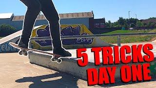 5 Skateboard Tricks You Can Learn on DAY ONE [no ollie needed]